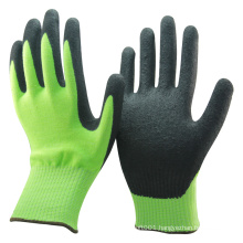 NMSAFETY hi-viz yellow sandy nitrile dipped cut resistant gloves
